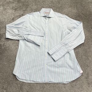 Thomas Pink Jermyn Street Finest Cotton Dress Shirt Mens 16 34.5 Blue Striped